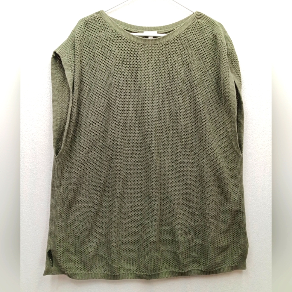 Talbots Sleeveless Green Knit Pullover Sweater Oversized S/M